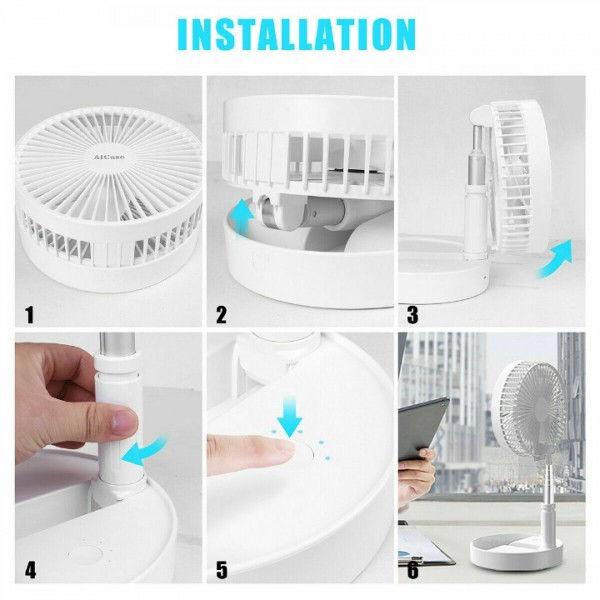  Foldaway Stand Fan Rechargeable Fan Ultra Lightweight Portable Desk Table Fan