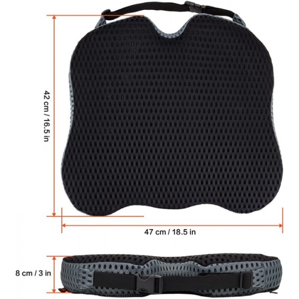 Ergonomic Memory Foam Wedge Car Seat Cushion Black