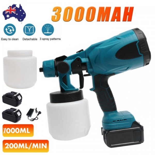 Cordless 18V Paint Sprayer Gun with 2 Batteries