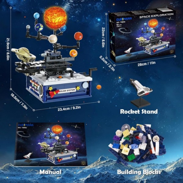 Rotating Solar System Building Kit with Lights for Kids