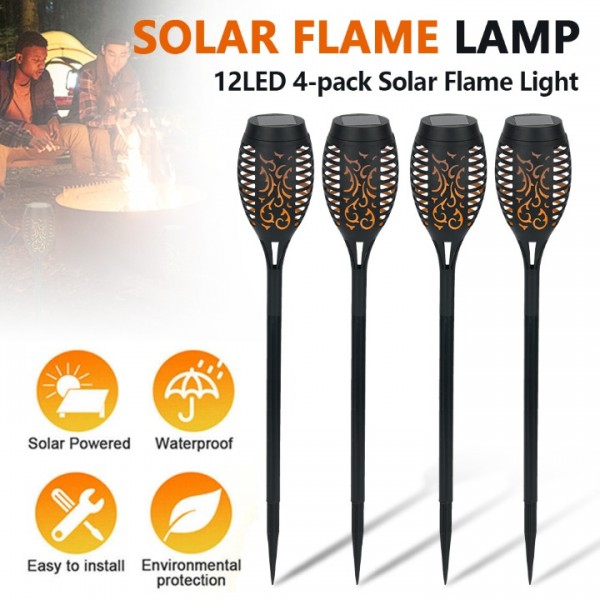 4x Solarleuchte LED Garten Beleuchtung Solar Licht Lampe Fackel Leuchte Flamme