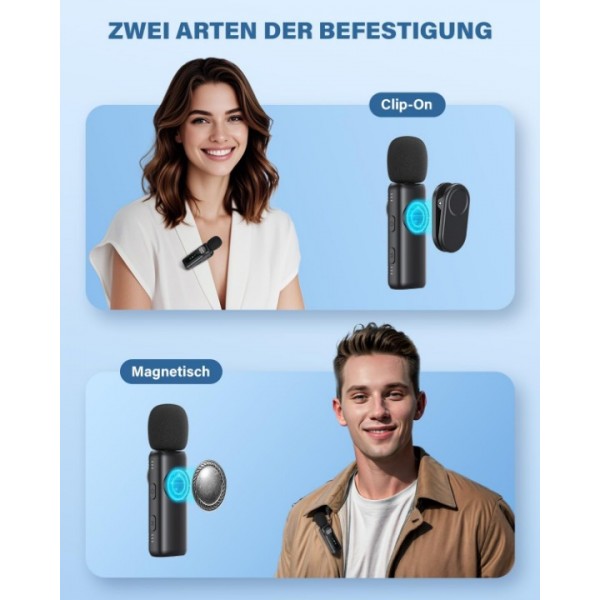 Wireless Lavalier Microphone with Magnetic Clip