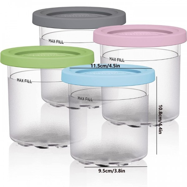 Für Ninja Dessert-Behälter Becher mit Deckel Creami Eismaschine NC300EU 4tlg DHL
