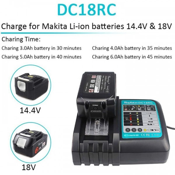 DC18RC Ladegerät Li-Ion Akku Für Makita 18V BL1815 BL1830 Schnellladegerät 14.4V