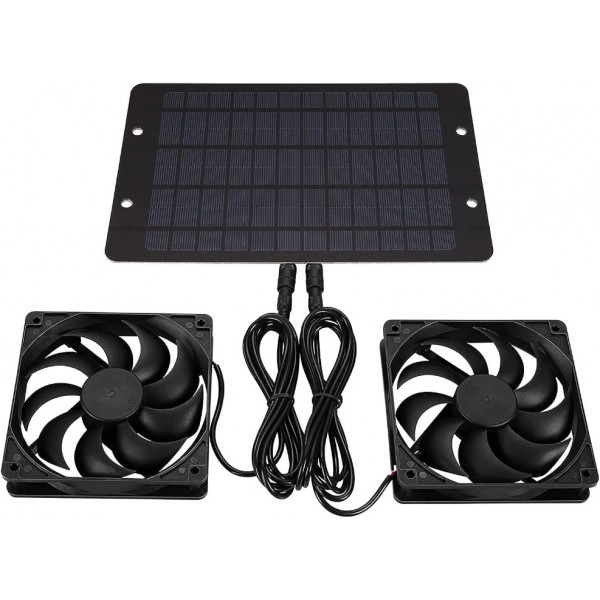 New Solar Powered Fan 12V 10W Waterproof Dual Exha...