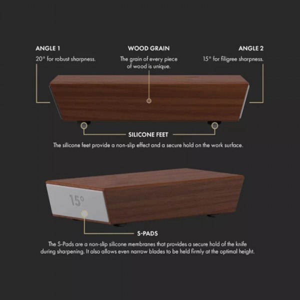 15° 20° Diamond Rotary Knife Sharpener Wooden Base