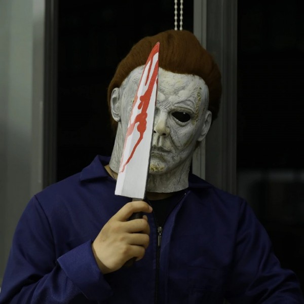 Scary Michael Myers LED Halloween Mask with Alpaca Wig