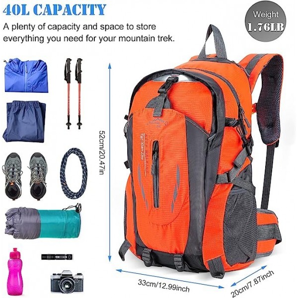 40L Rucksack Wasserdicht Sport Reisen Trekking Wan...