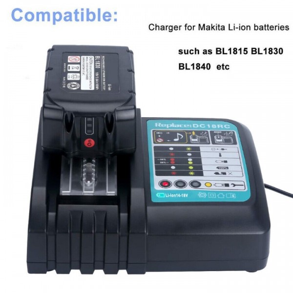 DC18RC Ladegerät Li-Ion Akku Für Makita 18V BL1815 BL1830 Schnellladegerät 14.4V