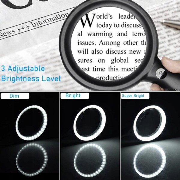 Extra Große LED Handlupe Mit Licht 30/60 Fach Ver...