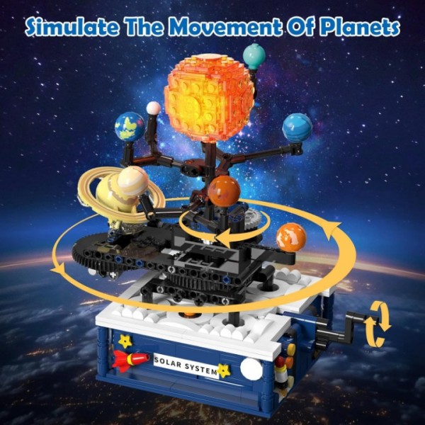Rotating Solar System Building Kit with Lights for Kids