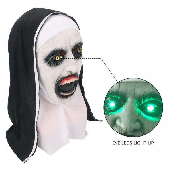 Scary Nun Valak LED Halloween Mask Full Head Costume