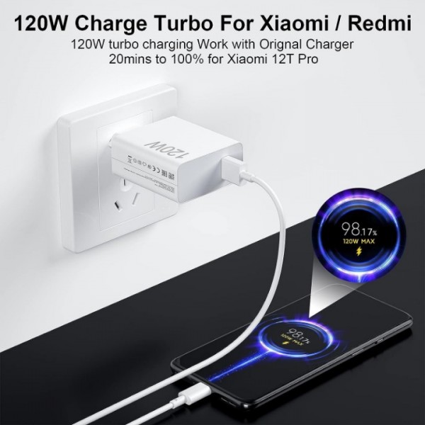 120W Turboladegerät für Xiaomi mit 1 m USB-C Ladekabel