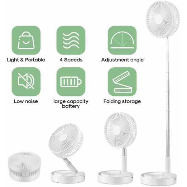  Foldaway Stand Fan Rechargeable Fan Ultra Lightweight Portable Desk Table Fan