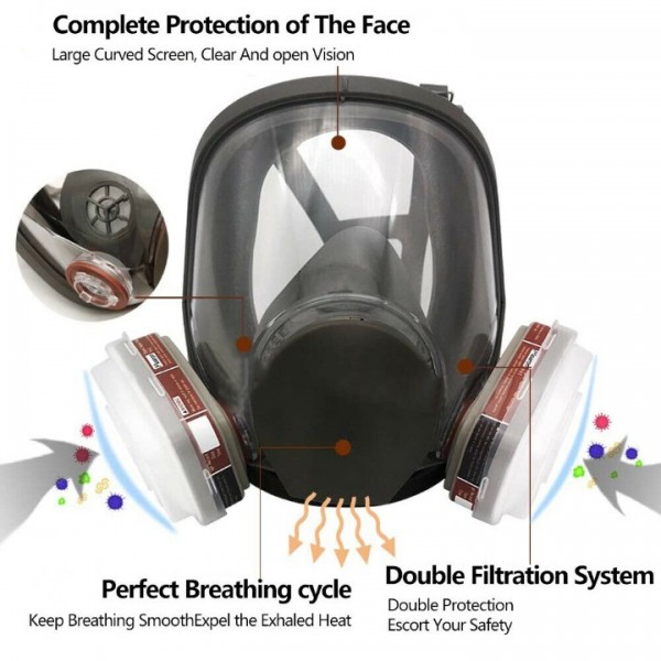 Full Face Mask 6800 With Goggles Filter Anti-Dust/Gas Respirator Mask Reusable