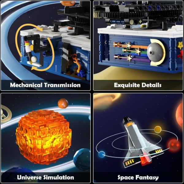 Rotating Solar System Building Kit with Lights for Kids