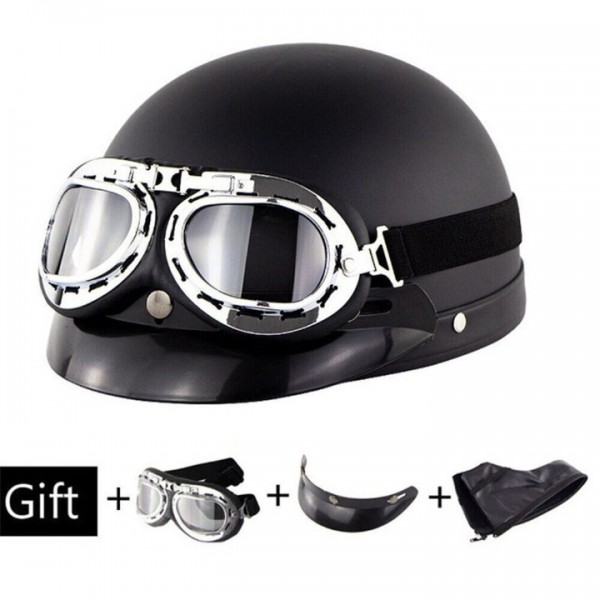 NEU Helm Halbschale plus Brille Motorradhelm Retro DDR Oldtimerhelm