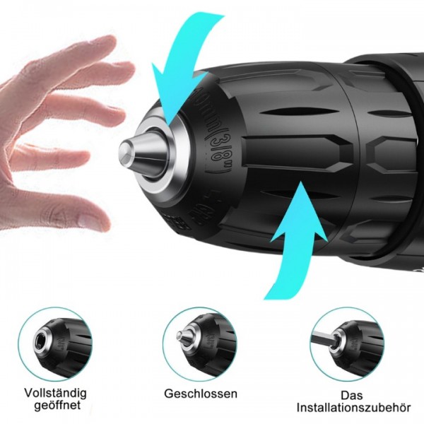 Cordless Impact Drill 50N.m Metal Chuck LED Light