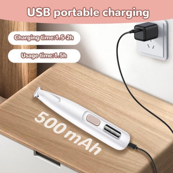 Hundeschermaschine Pfotentrimmer mit LED-Licht Wasserdicht Pfoten Rasierer USB