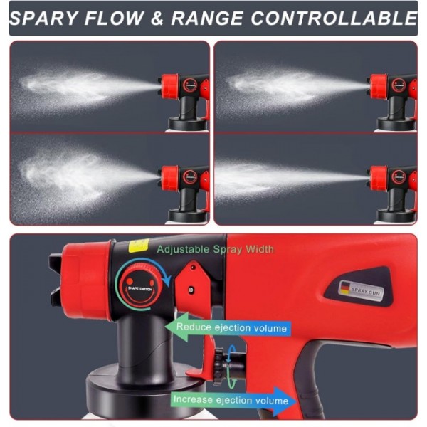 Cordless 20V Paint Sprayer Gun with 4 Nozzles