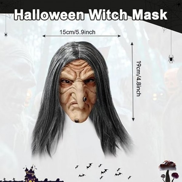 Scary Witch Latex Mask for Halloween Party Cosplay Costume