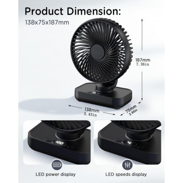 USB Desk Fan, Small But Powerful, Portable Quiet 4 Speeds Wind Desktop Personal