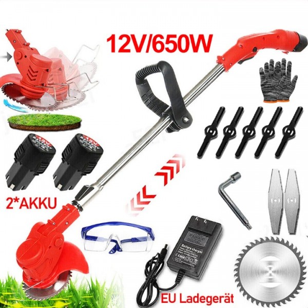 12V Cordless Lawn Mower – 650W Adjustable Grass ...