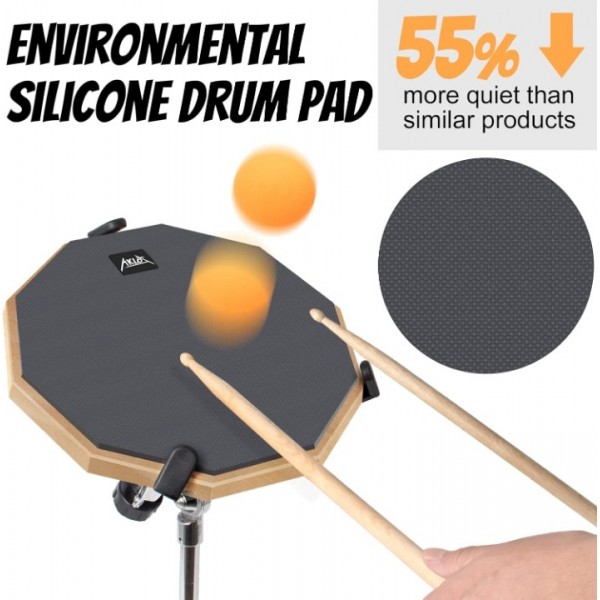 12 Inch Drum Practice Pad Set with Stand Bag
