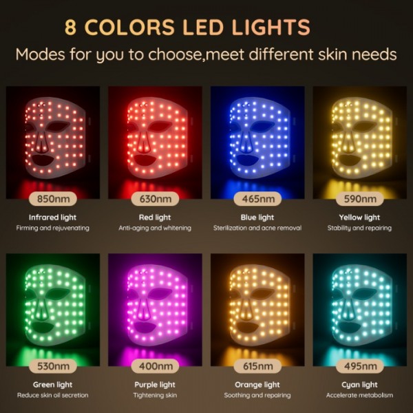 7+1 Color Infrared Light 850nm Portable Wireless Led Face Mask