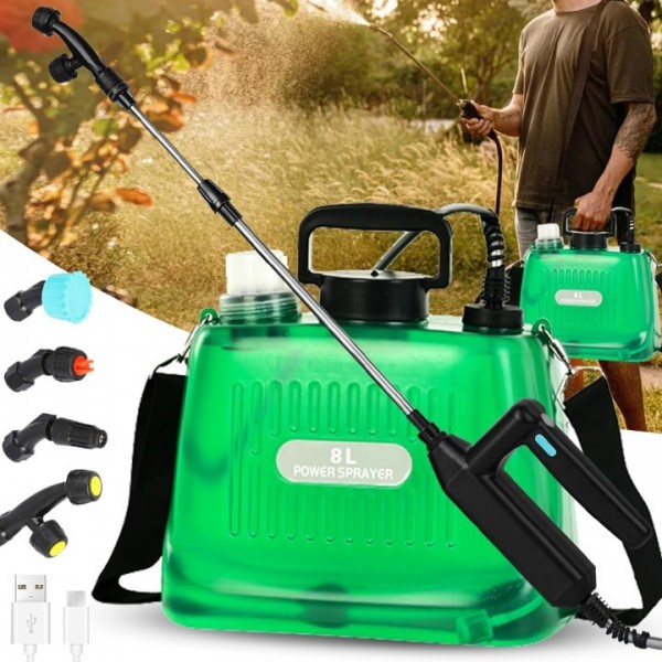 Electric Knapsack Pressure Sprayer 8L Garden Battery Cordless Weed Killer Crops