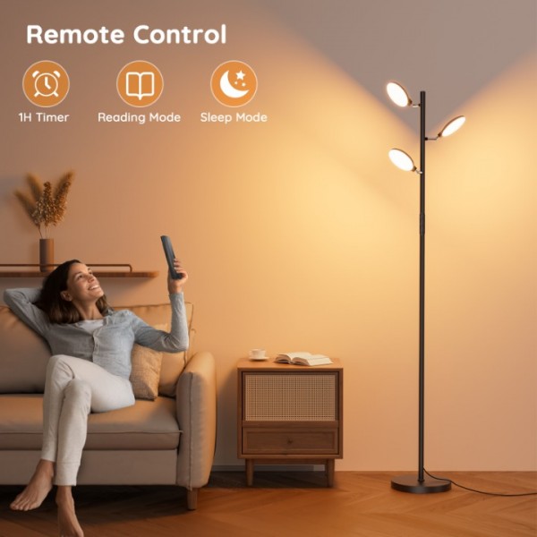 LED Tree Floor Lamp Modern Dimmable Standing Lamp with Remote Touch Control