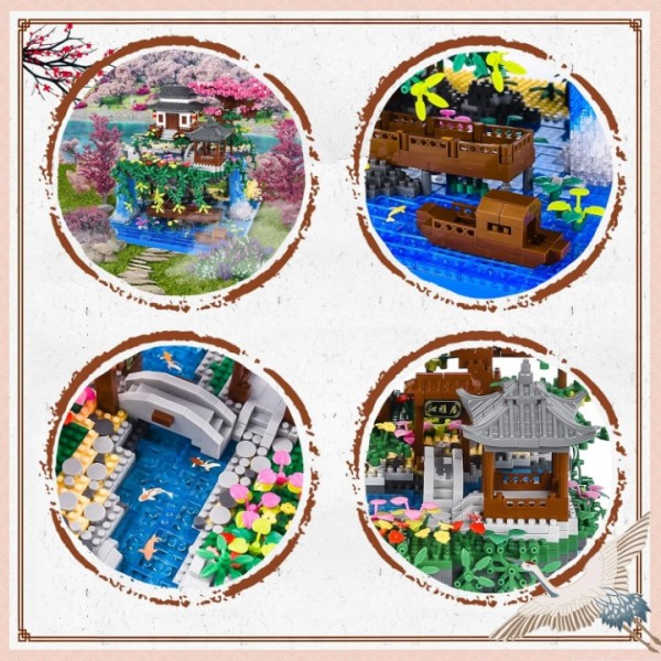 Chinese Architecture Building Blocks with LED Light Set