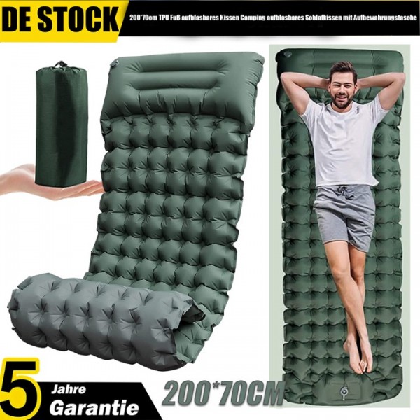 Selbstaufblasende Isomatte für Camping - 10cm Dicke Luftmatratze mit Fußpumpe - Leicht & Komfortabel - Campingmatte für Outdoor & Reisen