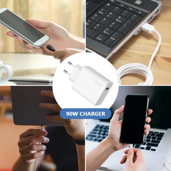 90 W USB C Charger for Xiaomi 15 Ultra 15 Pro USB Power Supply Turbo Hyper Charge Quick Charger with 6A Type C Charging Cable