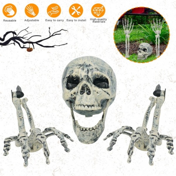 Realistic Skull and Hand Bones Halloween Horror Party Decor