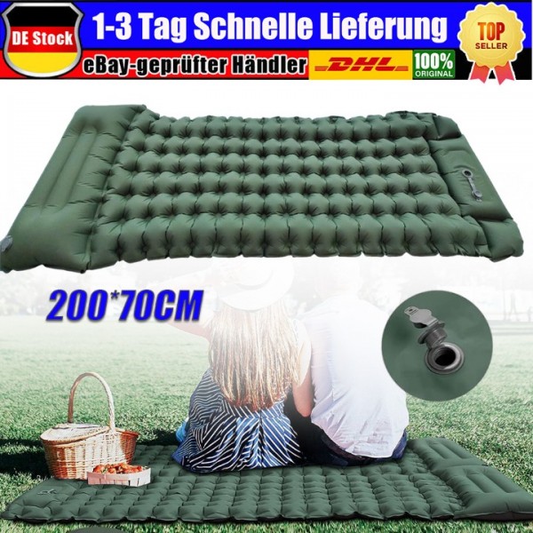 Selbstaufblasende Isomatte für Camping - 10cm Dicke Luftmatratze mit Fußpumpe - Leicht & Komfortabel - Campingmatte für Outdoor & Reisen
