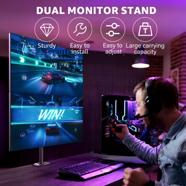Dual Monitor Desk Mount Ergonomic Height Adjustable Stand