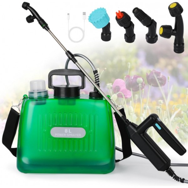 Electric Knapsack Pressure Sprayer 8L Garden Battery Cordless Weed Killer Crops