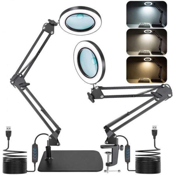 8X LED Magnifying Desk Lamp with Adjustable Arm US...