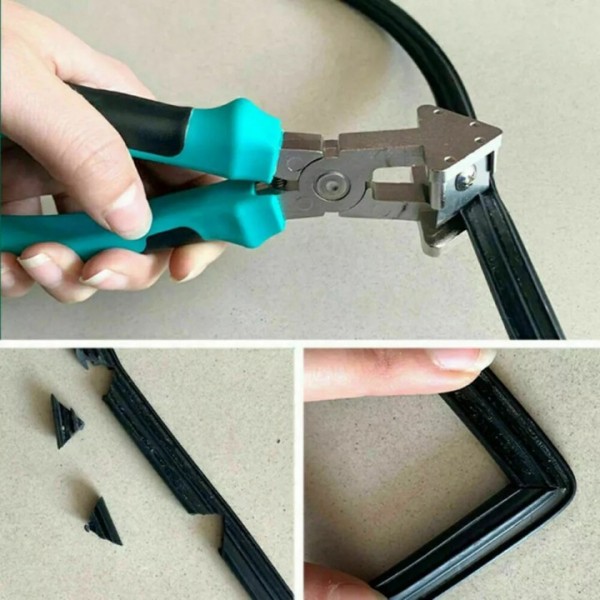 1x V-shape rubber strip scissors 90 degree window sealing hair scissors+4 x blade