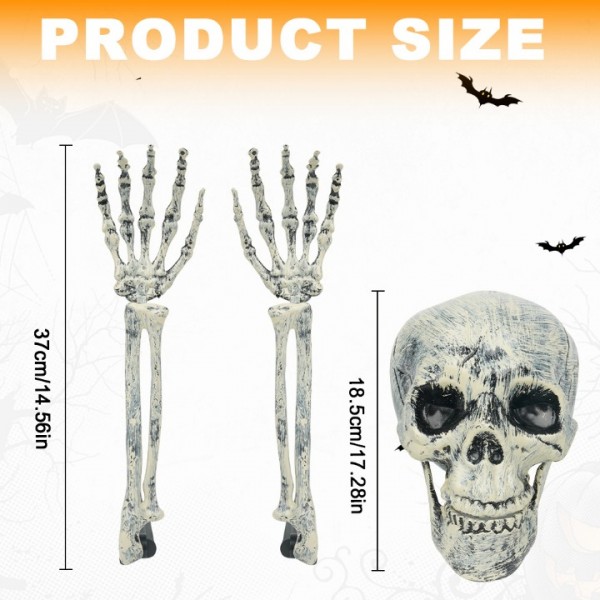 Realistic Skull and Hand Bones Halloween Horror Party Decor