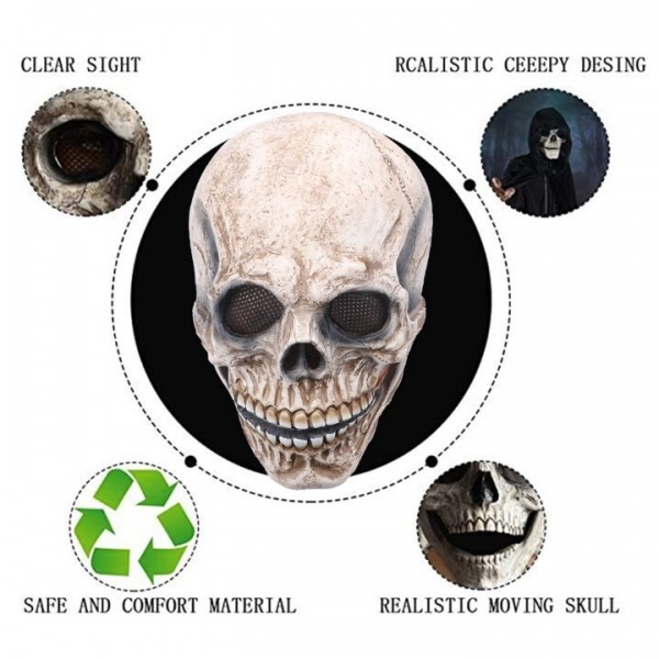 Realistic Skull Mask Latex with Moving Jaw for Halloween Cosplay