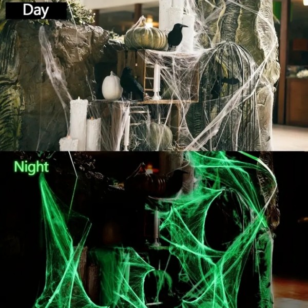 Glow Luminous Spider Web Set with Spiders and Bats