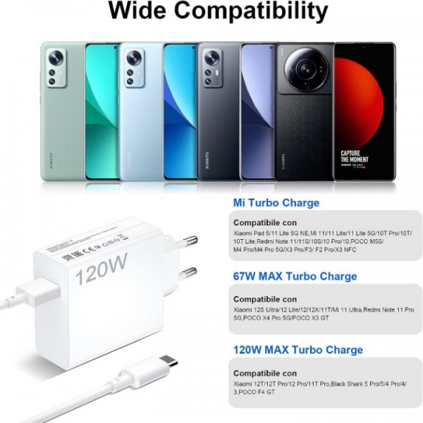 120W Turboladegerät für Xiaomi mit 1 m USB-C Ladekabel