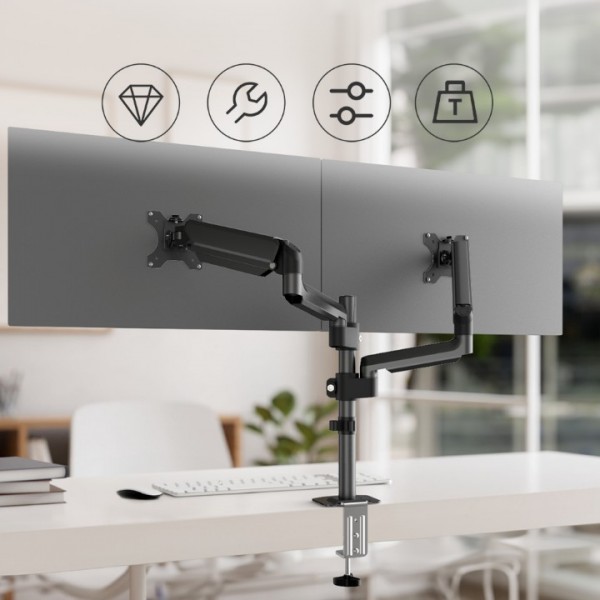 Dual Monitor Desk Mount Ergonomic Height Adjustable Stand