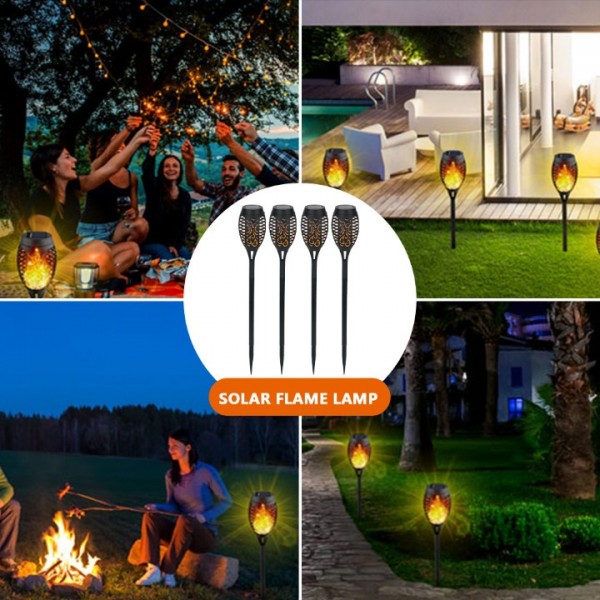 4x Solarleuchte LED Garten Beleuchtung Solar Licht Lampe Fackel Leuchte Flamme