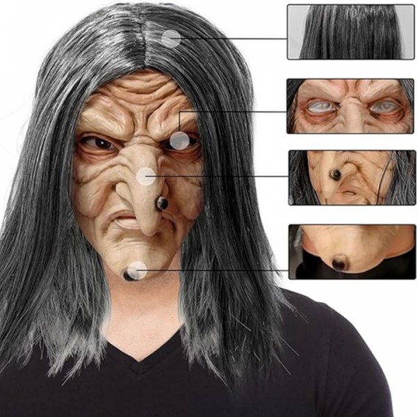 Scary Witch Latex Mask for Halloween Party Cosplay Costume
