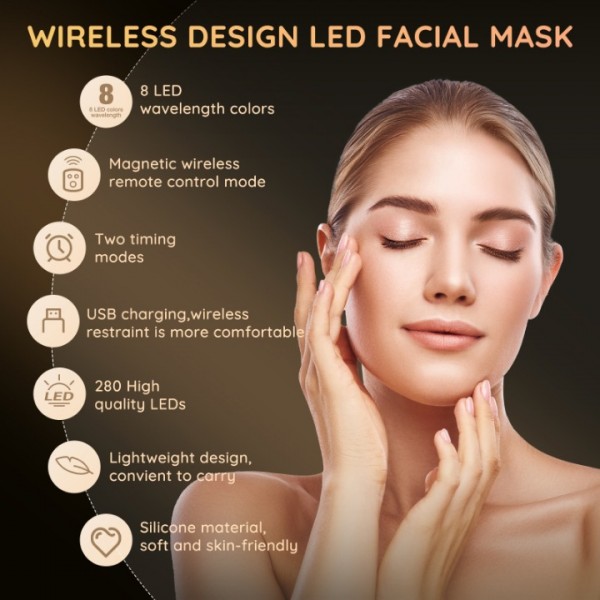 7+1 Color Infrared Light 850nm Portable Wireless Led Face Mask