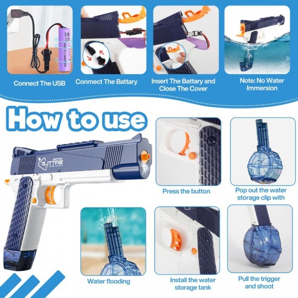 Electric Water Gun Children Adults Summer Pool Beach Toy Automatic Water Pistol
