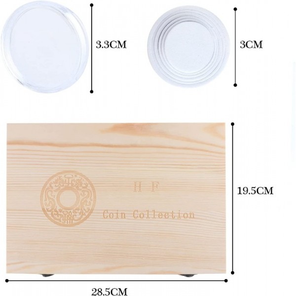 100 PCS Coin Capsule Case Foam Gasket Holder Wooden Portable Storage Box Case UK